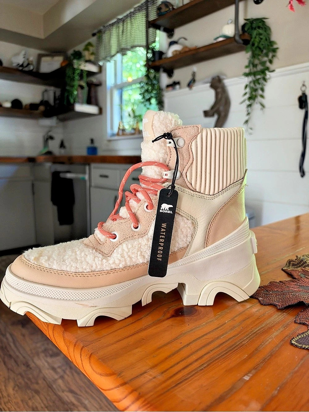 Sorel Brex Cozy Lace Waterproof Boot Waterproof Boots in Pink & Cream